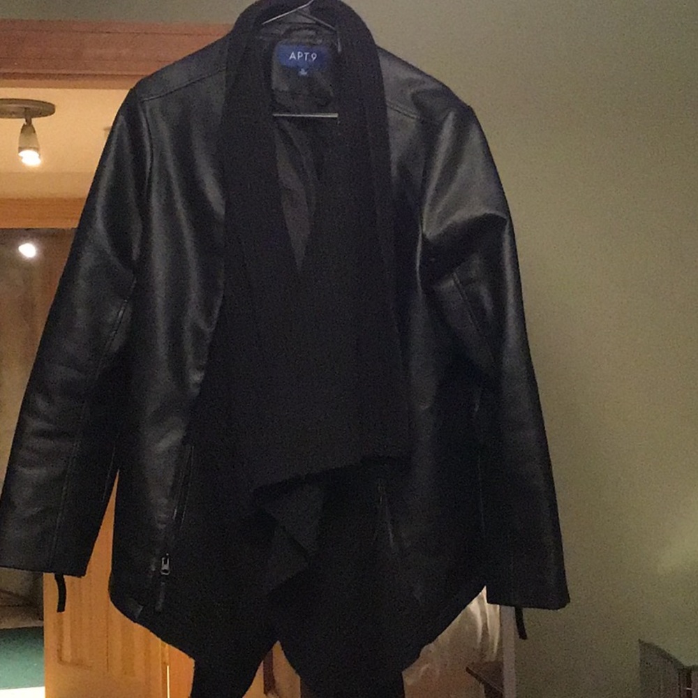 Faux leather scarf jacket